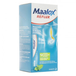 Maalox Reflux menthe sans sucre suspension buvable 12 sachets