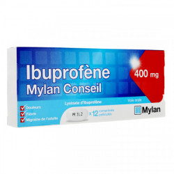 IBUPROFENE MYLAN CONSEIL 400 mg, comprimé pelliculé, boîte de 12