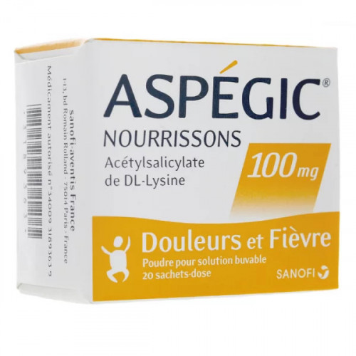 Aspégic 100 mg nourrisson poudre 20 sachets