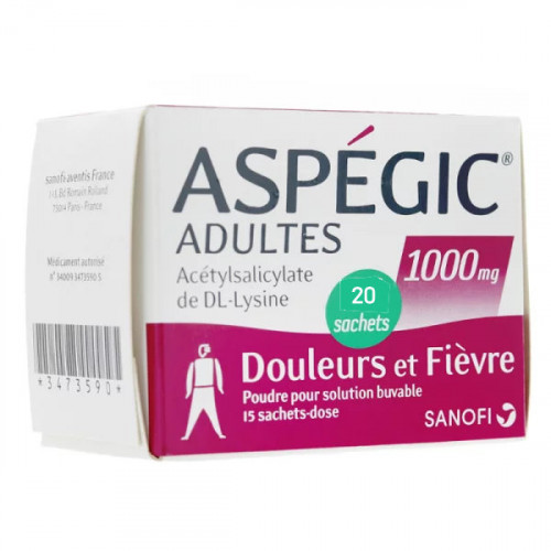 Aspégic 1000 mg adultes poudre 20 sachets