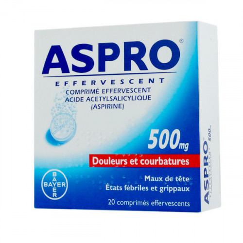 ASPRO 500 EFFERVESCENT, 20 comprimés effervescents