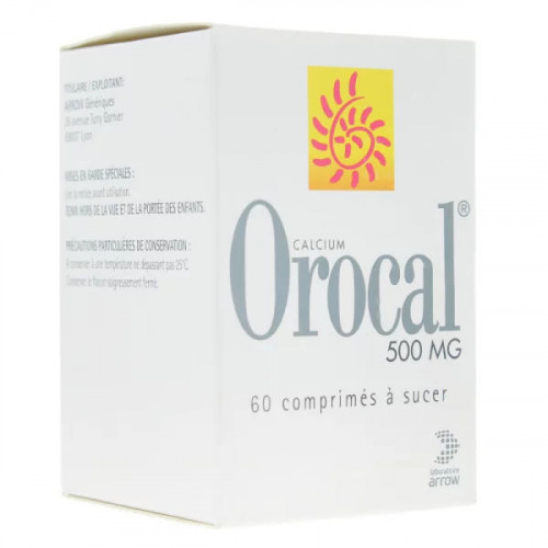Orocal carbonate de calcium 500mg 60 comprimés à sucer
