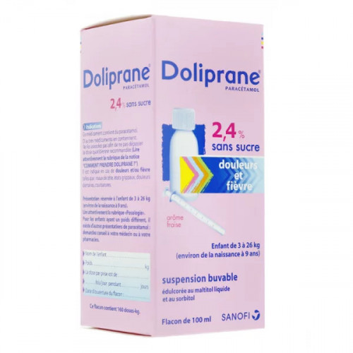 DOLIPRANE 2,4 % Suspension buvable sans sucre (Flacon de 100ml)