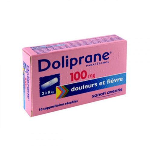 DOLIPRANE 100 mg, suppositoire sécable, boîte de 10