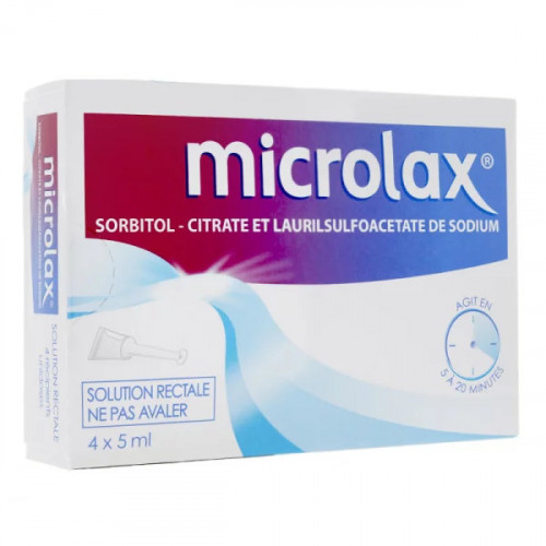 Pharmacie des 2 Rives - Médicament Microlax Solution Rectale 4 Unidoses  6g45 - Sorbitol + Sodium citrate + Sodium laurylsulfoacétate - BANTZENHEIM