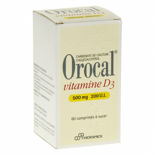 OROCAL VITAMINE D3 500 mg/200 U.I., 60 comprimés à sucer