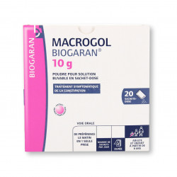 MACROGOL BIOGARAN 10 g, poudre pour solution buvable en sachet, boîte de 20 sachets-dose