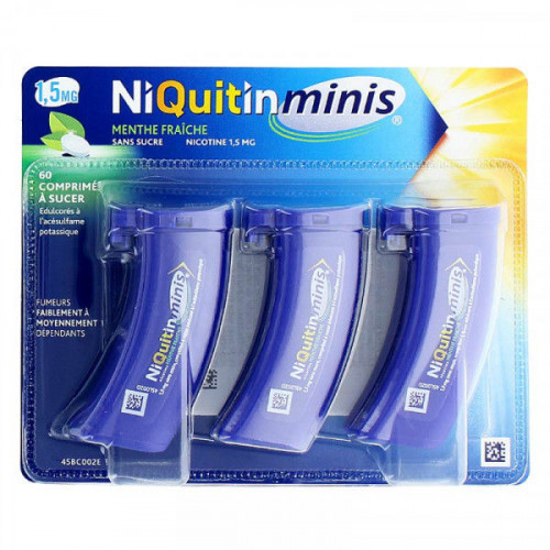 Niquitin Minis 1,5mg menthe fraîche sans sucre 60 comprimés