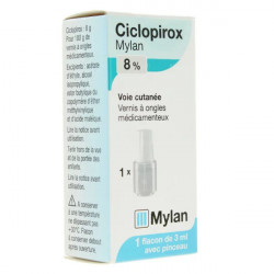 Ciclopirox vernis 8% Mylan 3ml