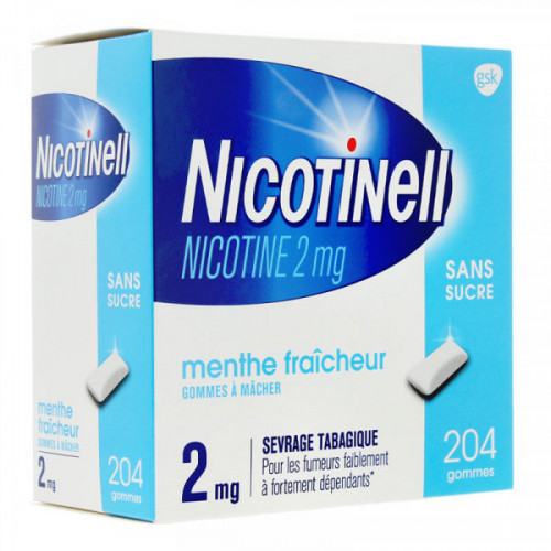 NICOTINELL Menthe Fraîcheur 2mg - 204 Gommes à mâcher