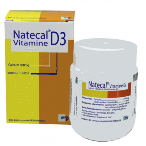 NATECAL VITAMINE D3, 600 mg/400 UI, comprimé orodispersible