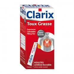 CARBOCISTEINE CLARIX ADULTES 750 mg/10 mL Suspension buvable boîte de 15 sachets de 10 ml
