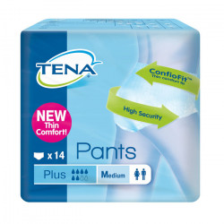 TENA PANTS PLUS Slip absorbant jetable pour incontinence urinaire, adulte, médium Boîte/14