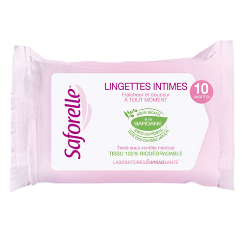SAFORELLE Lingettes nettoyantes intime x 10 - Pharmacie Prado Mermoz