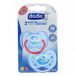 Dodie 2 Sucettes Anatomiques Silicone 6 Mois et + A14 Marin