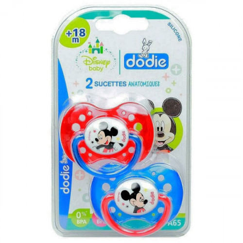 Dodie Disney Baby 2 Sucettes Anatomiques Silicone 18 Mois et + - Modèle : Mickey