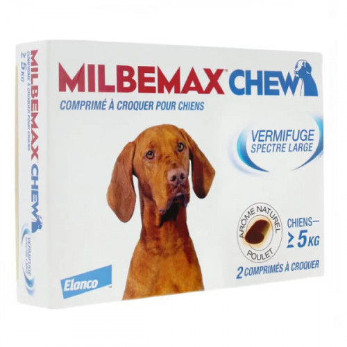 Milbemax Chew Chiens de 5 kg et plus 2 comprimés