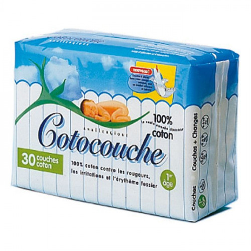 COTOCOUCHE Couche pour bébé, matelassée, 100 % coton 1er âge (ref. 103) Boîte/30