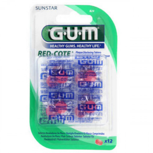 GUM Red Cote Comprimés Révélateur de plaque dentaire par 12 unités