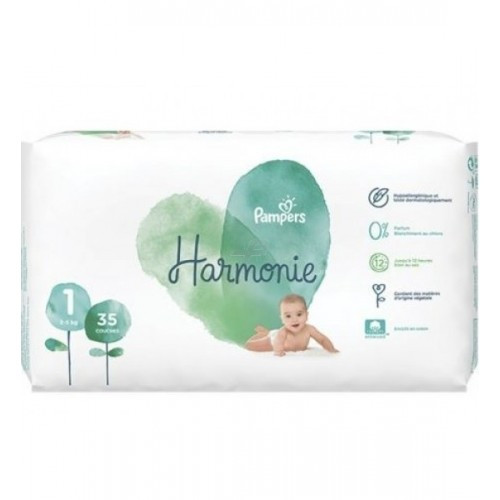 PAMPERS COUCHES HARMONIE Taille 1 (2 à 5kg) - 35 Changes