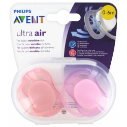 PHILIPS ULTRA AIR 0-6 MOIS ROSE - 2 Sucettes
