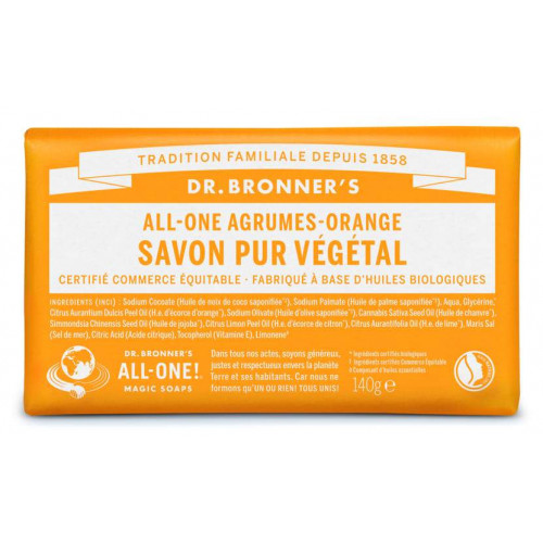 DR BRONNERS Pain De Savon Agrume, Orange -140G