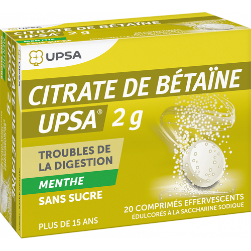 UPSA CITRATE DE BETAINE - 2g Menthe Sans Sucre - 20 Comprimés