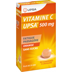 UPSA VITAMINE C 500 mg Orange Sans Sucre - 30 Comprimés à