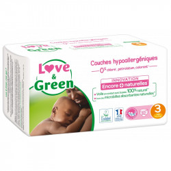 Couches Bébé Hypoallergéniques 0% Love & Green - Taille 2/3-6 kg
