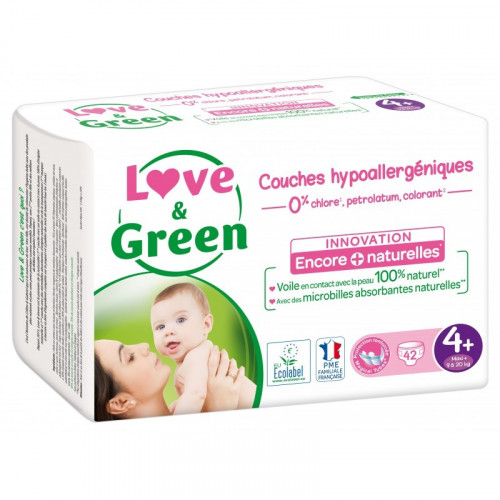 LOVE & GREEN COUCHES ÉCOLOGIQUES TAILLE 4+ 9-20KG - 42 Couches