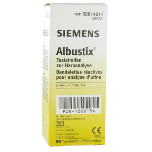 Bandelette urinaire test des protéines Albustix SIEMENS - Boîte de 50 -  Bandelettes urinaires - Robé vente matériel médical