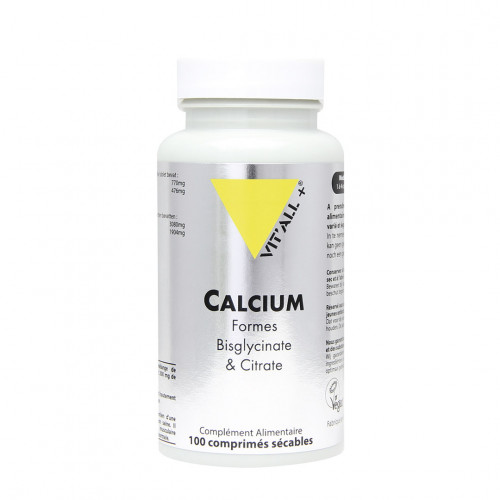 VITALL+ CALCIUM Bisglycinate & Citrate - 100 Comprimés
