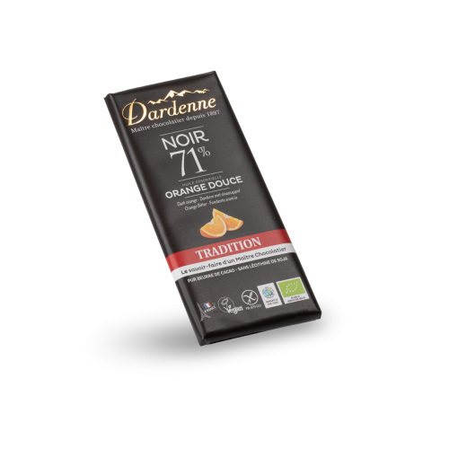 DARDENNE DARK CHOCOLATE BAR 71% SWEET ORANGE - 70G