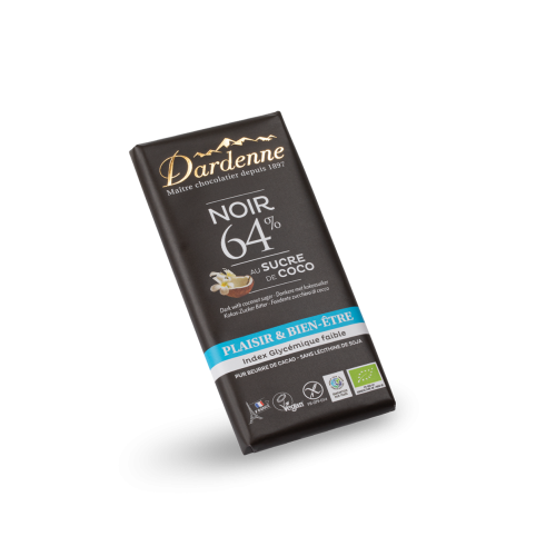 DARDENNE TABLETTE BLACK CHOCOLATE 64% COCOA SUGAR - 100g