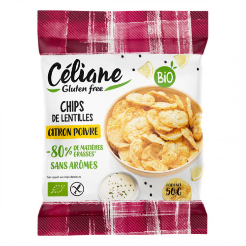 CÉLIANE Chips de Lentilles Poivre Citron - 50g
