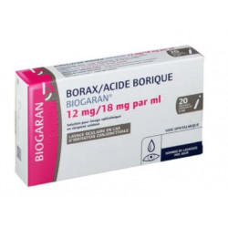 BORAX/ACIDE BORIQUE BIOGARAN 12 mg/18 mg/mL Solution