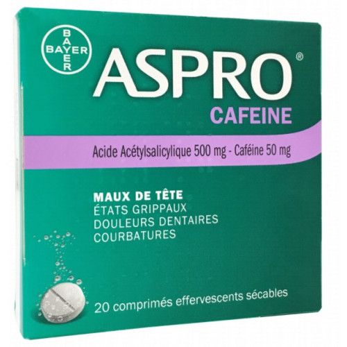 ASPRO CAFEINE, 20 comprimés effervescents sécables