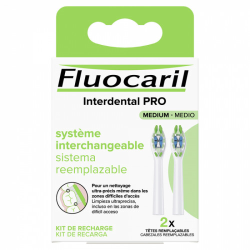 FLUOCARIL Kit pour Brosse à Dents Medium - 2 Têtes Remplaçables