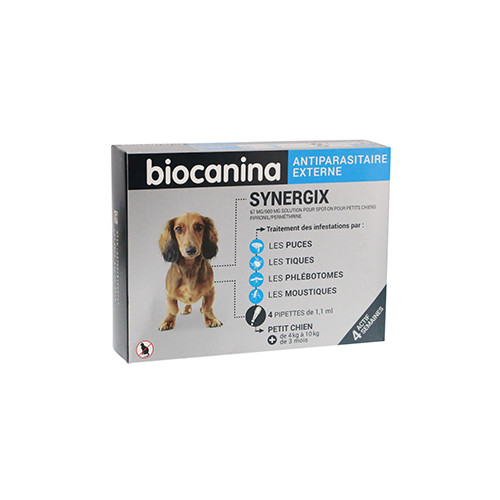 BIOCANINA SYNERGIX Anti-Puces Petits Chiens - 4 Pipettes