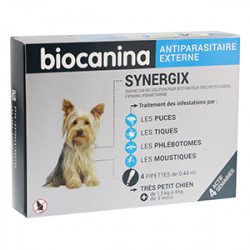 BIOCANINA SYNERGIX Anti-Puces Très Petits Chiens - 4 Pipettes