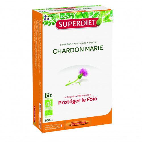 SUPERDIET Chardon Marie BIO - 20 Ampoules de 15ml