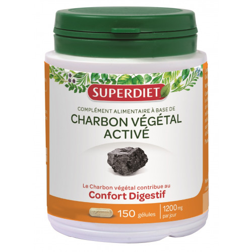 SUPERDIET Charbon Végétal - 150 Gélules