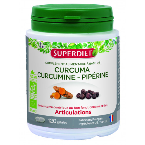 SUPERDIET Curcuma Curcumine Pieperine - 120 Capsules