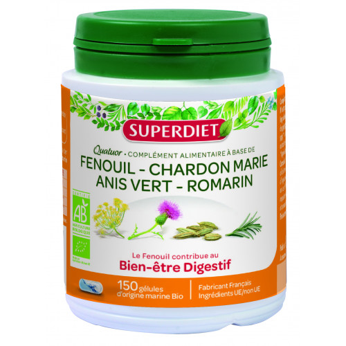 SUPERDIET Quatuor Fenouil Digestion BIO - 150 Gélules