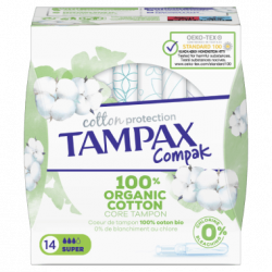 TAMPAX COMPAK 14 100% Organic Cotton Super Pads
