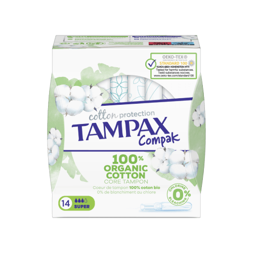 TAMPAX COMPAK 14 100% Organic Cotton Super Pads