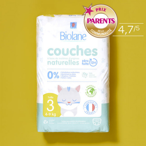 Biolane Natural Baby Diapers Size 3 4-9kg 52 Units