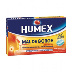 HUMEX MAL DE GORGE Menthe Lidocaïne - 24 Pastilles