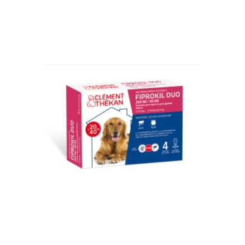 CLEMENT THEKAN FIPROKIL DUO 268mg/80mg CHIEN - 4 Pipettes