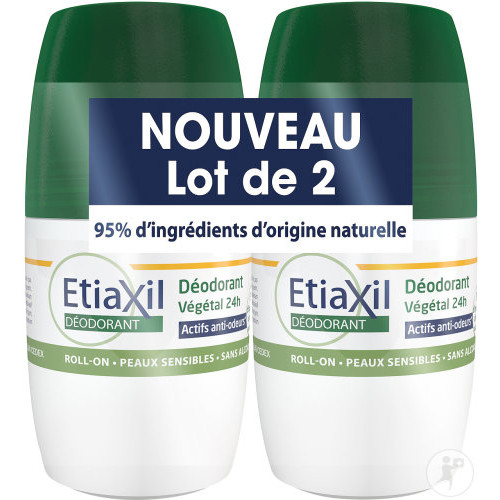 ETIAXIL Déodorant Végétal 24h Peaux Sensibles Roll-on - Lot de
